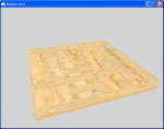 Image of a textured, but unlit wooden maze, the floor being very blurry