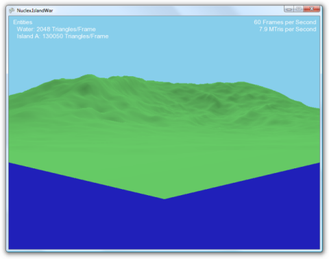 Screenshot of a shaded height-mapped terrain without textures