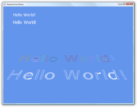 Screenshot of vector fonts rendered as 3D faces in wireframe mode