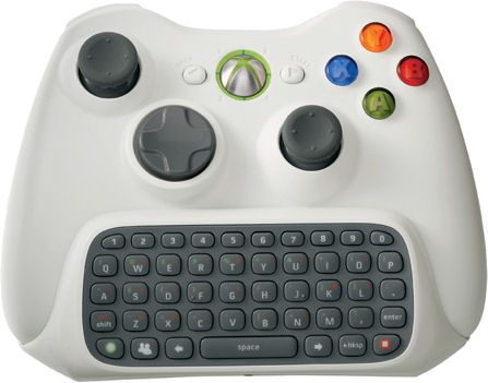 Picture of a little keyboard attached to an XBox 360 controller