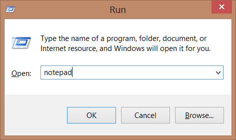 Running Notepad via Win+R