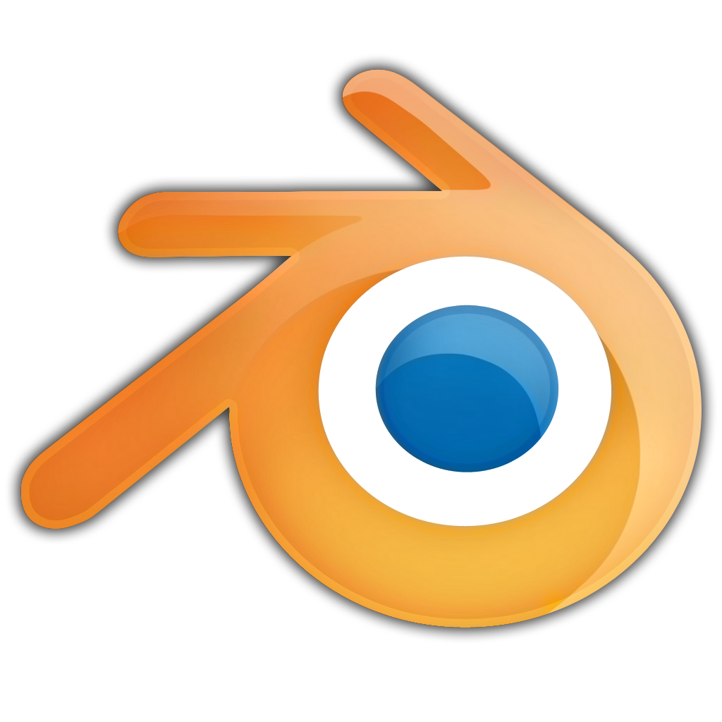 The Blender Logo, an orange ring with three streaks and a blue dot in its center