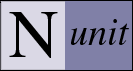 The text 'NUnit' in a violet box