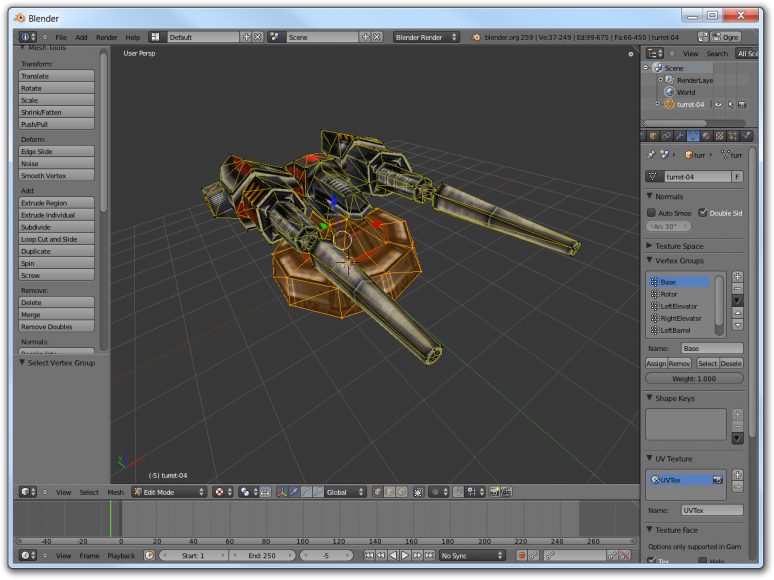 Screenshot of Blender showing how to create Vertex Groups