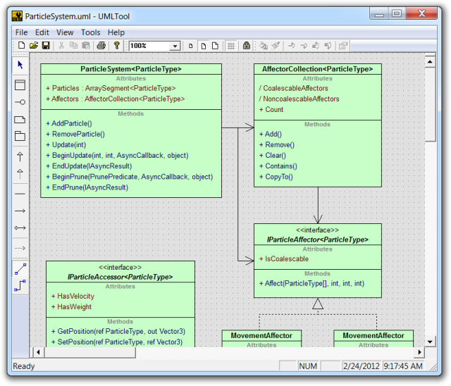 UML class diagram being edited in the UML Sculptor application